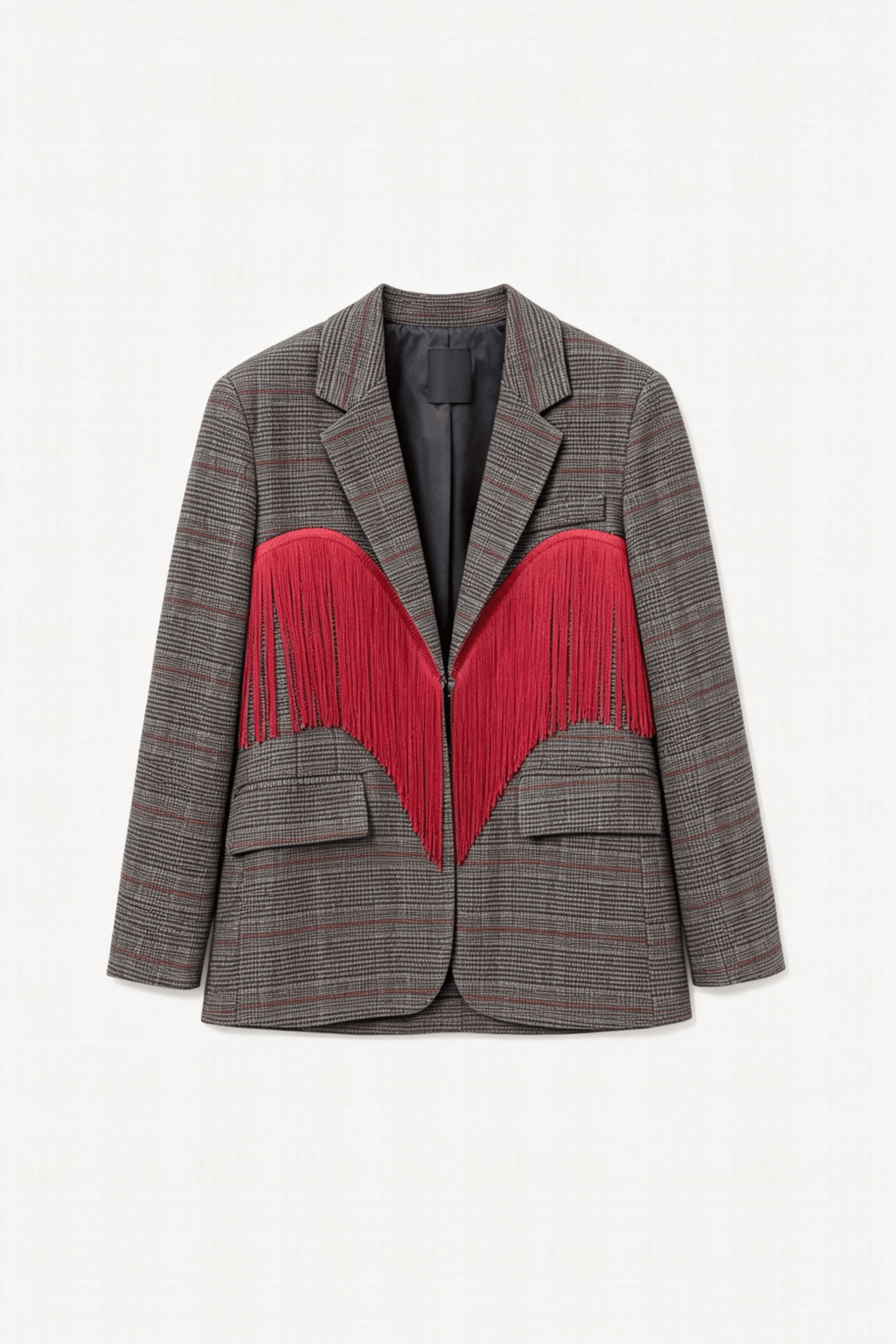 Blazer tartan com franjas decorativas LUMINA - lavishiochicBlazerlumina