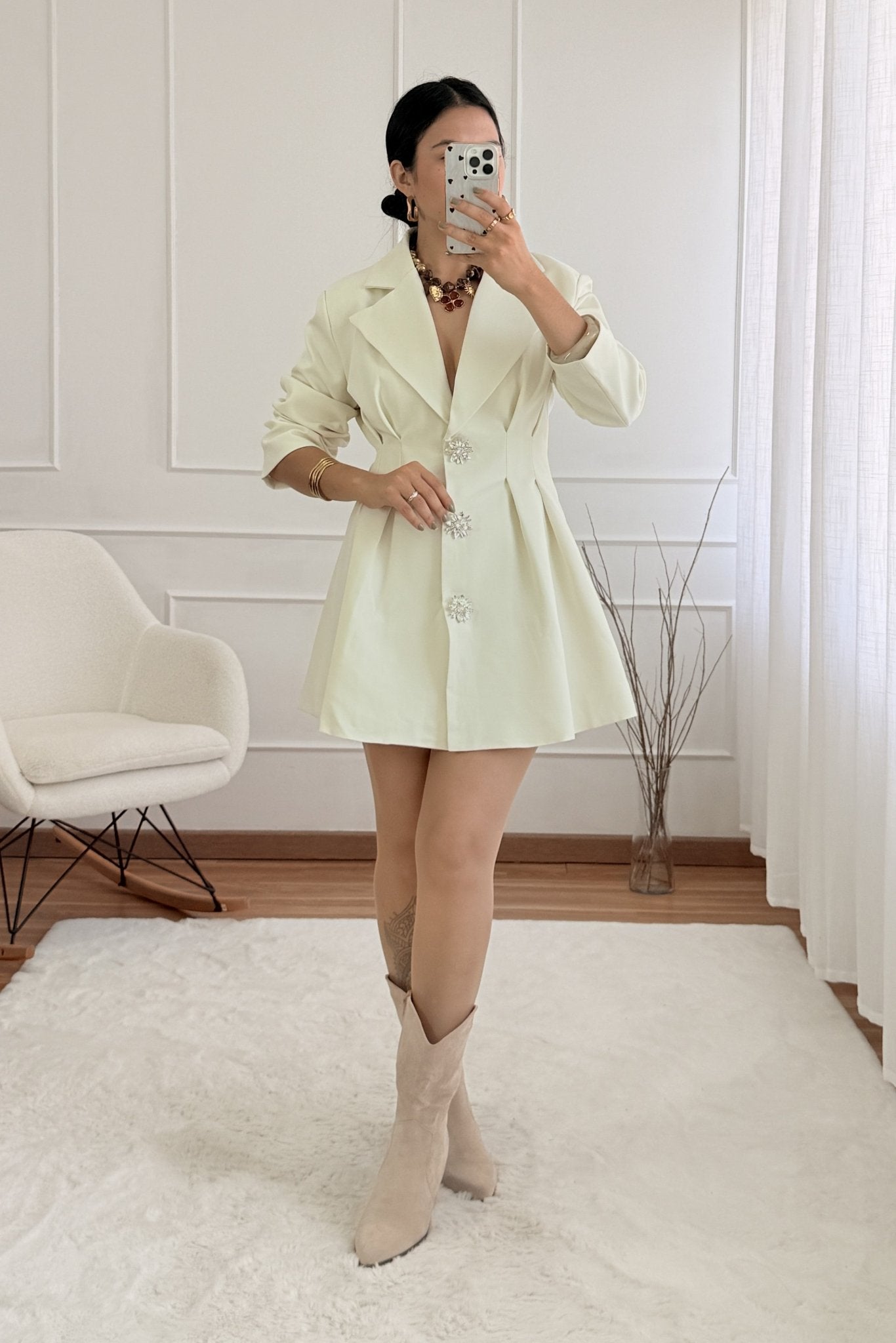 Blazer vestido botões aplicados MOCHY - lavishiochicvestidoMochy