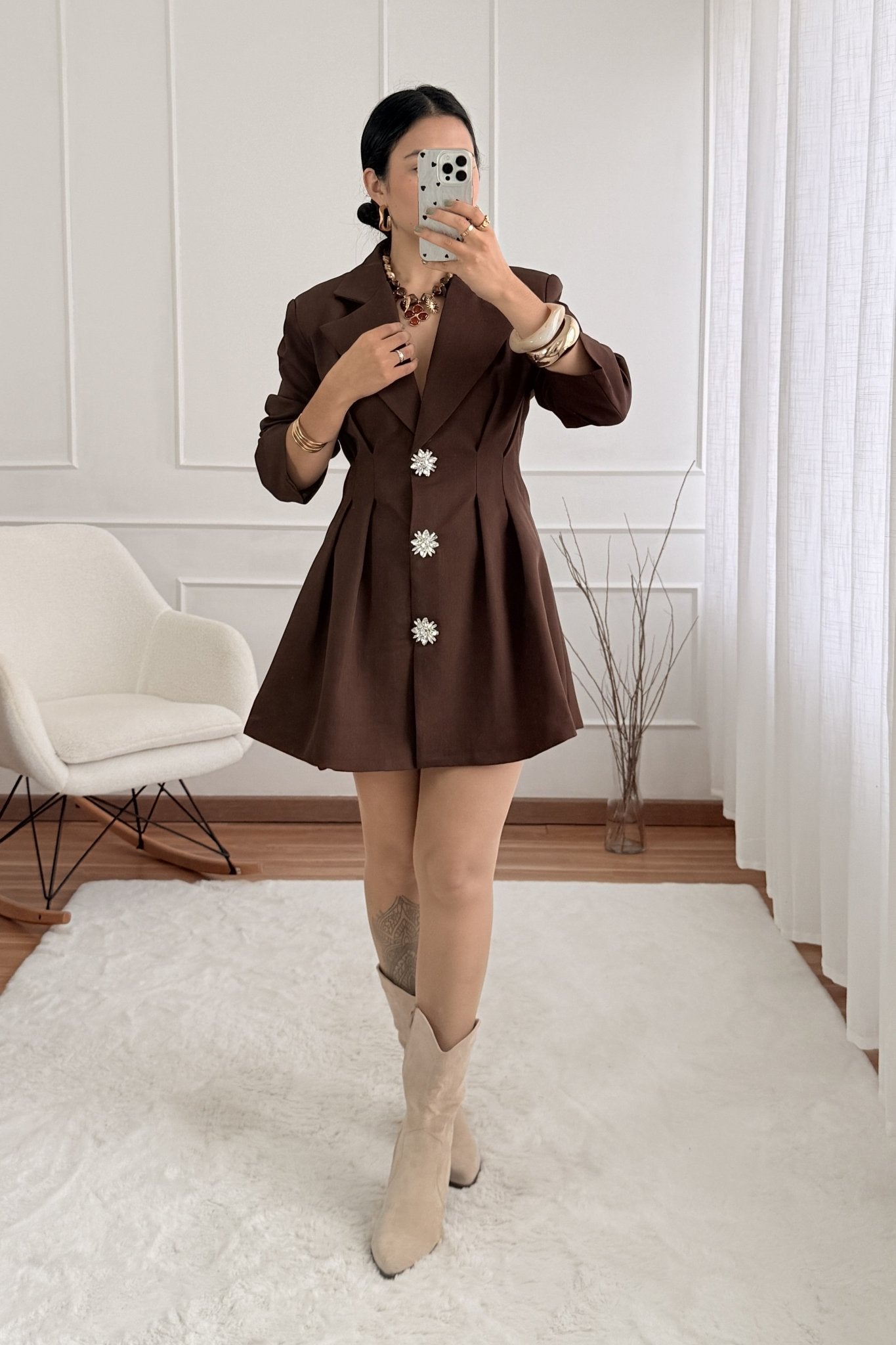 Blazer vestido botões aplicados MOCHY - lavishiochicvestidoMochy