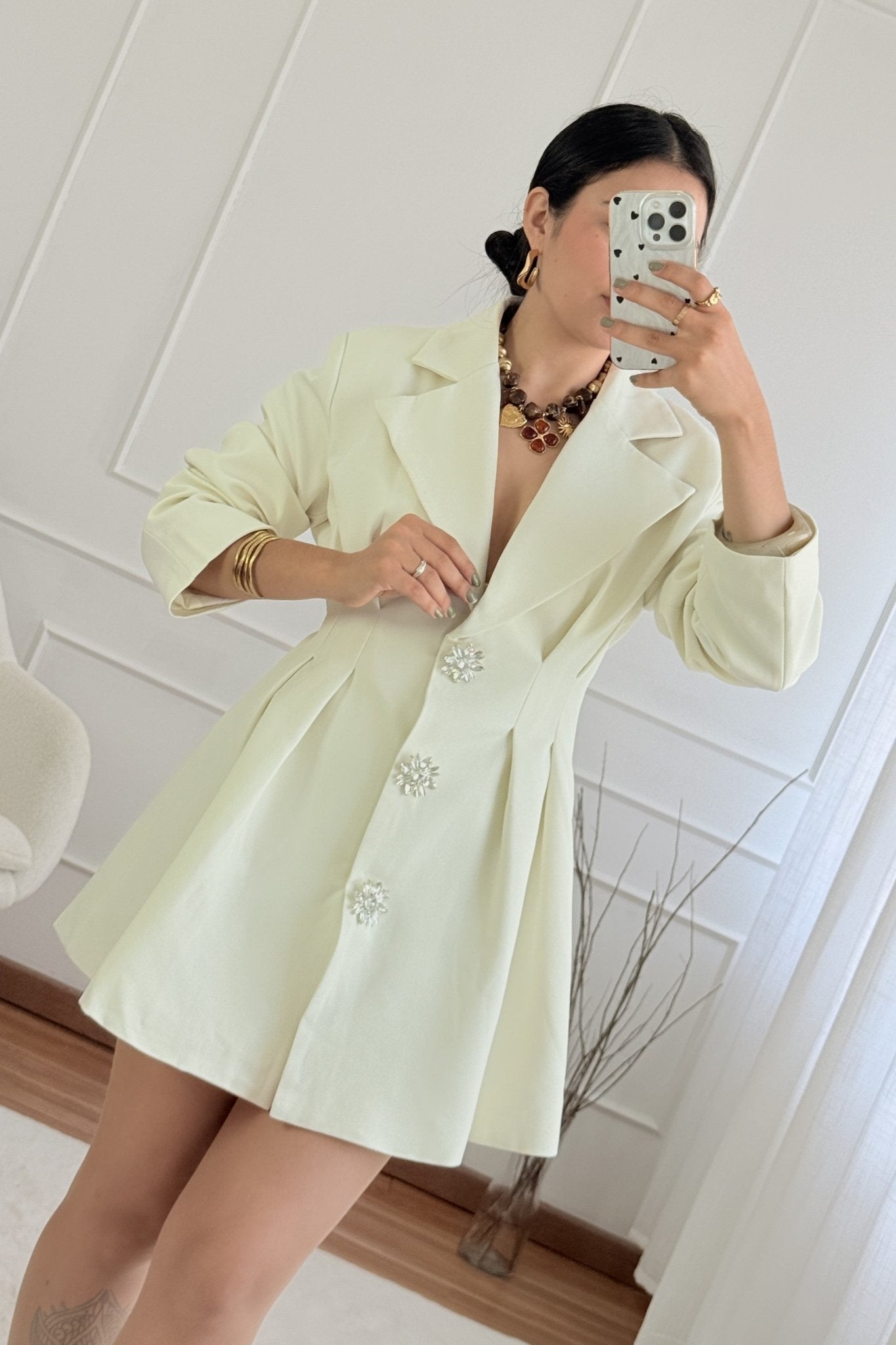 Blazer vestido botões aplicados MOCHY - lavishiochicvestidoMochy