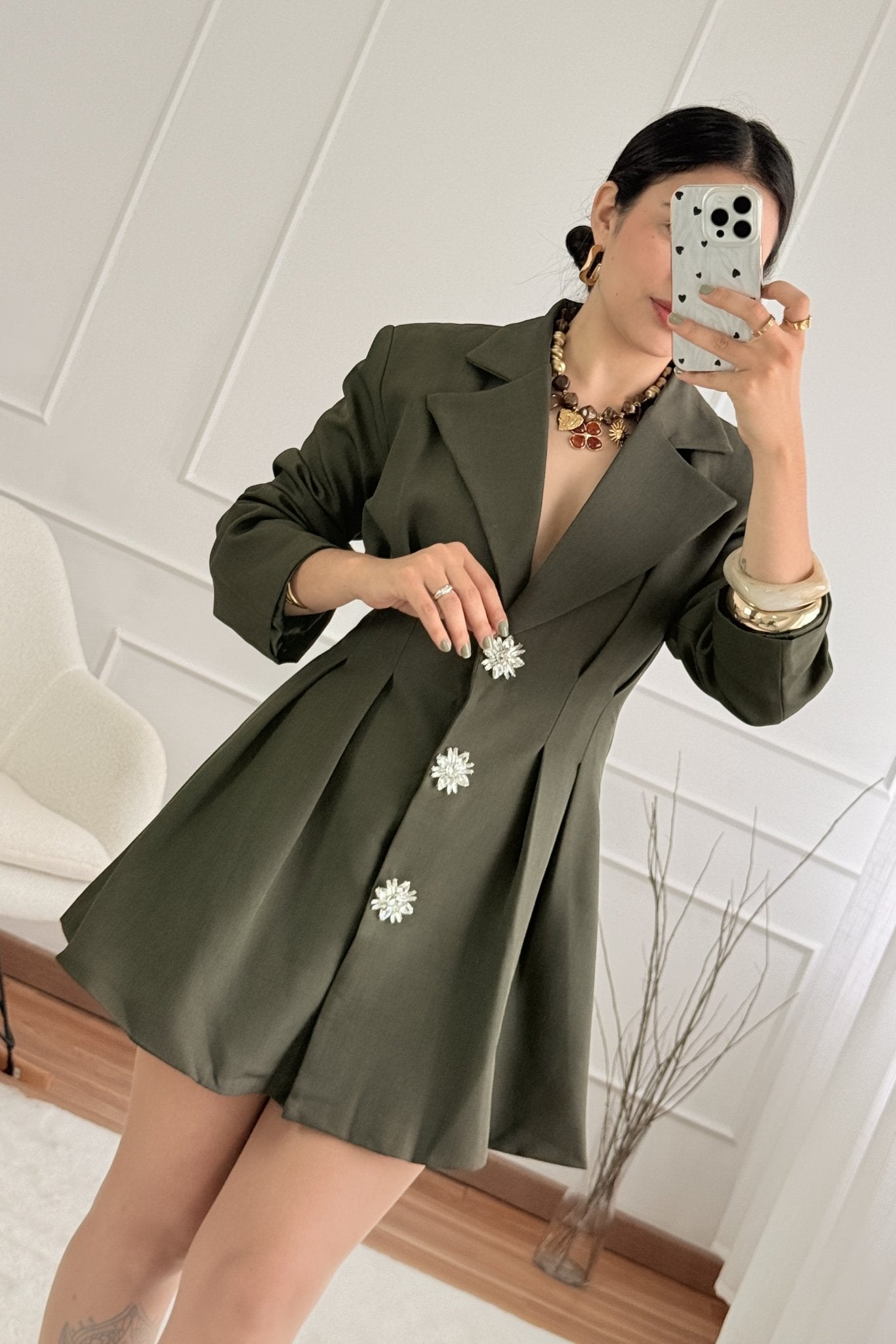 Blazer vestido botões aplicados MOCHY - lavishiochicvestidoMochy