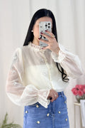 Blusa bordados florais AZAKA - lavishiochiccamisaAZAKA
