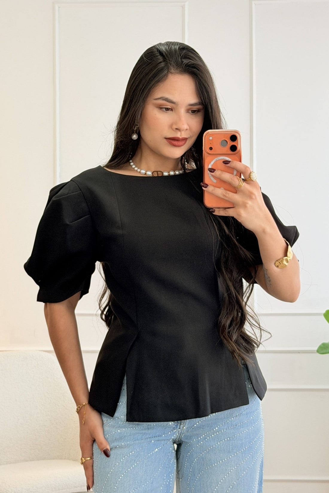 Blusa com fenda na barra e decote nas costas IVIVI - lavishiochicBlusaIVIVI