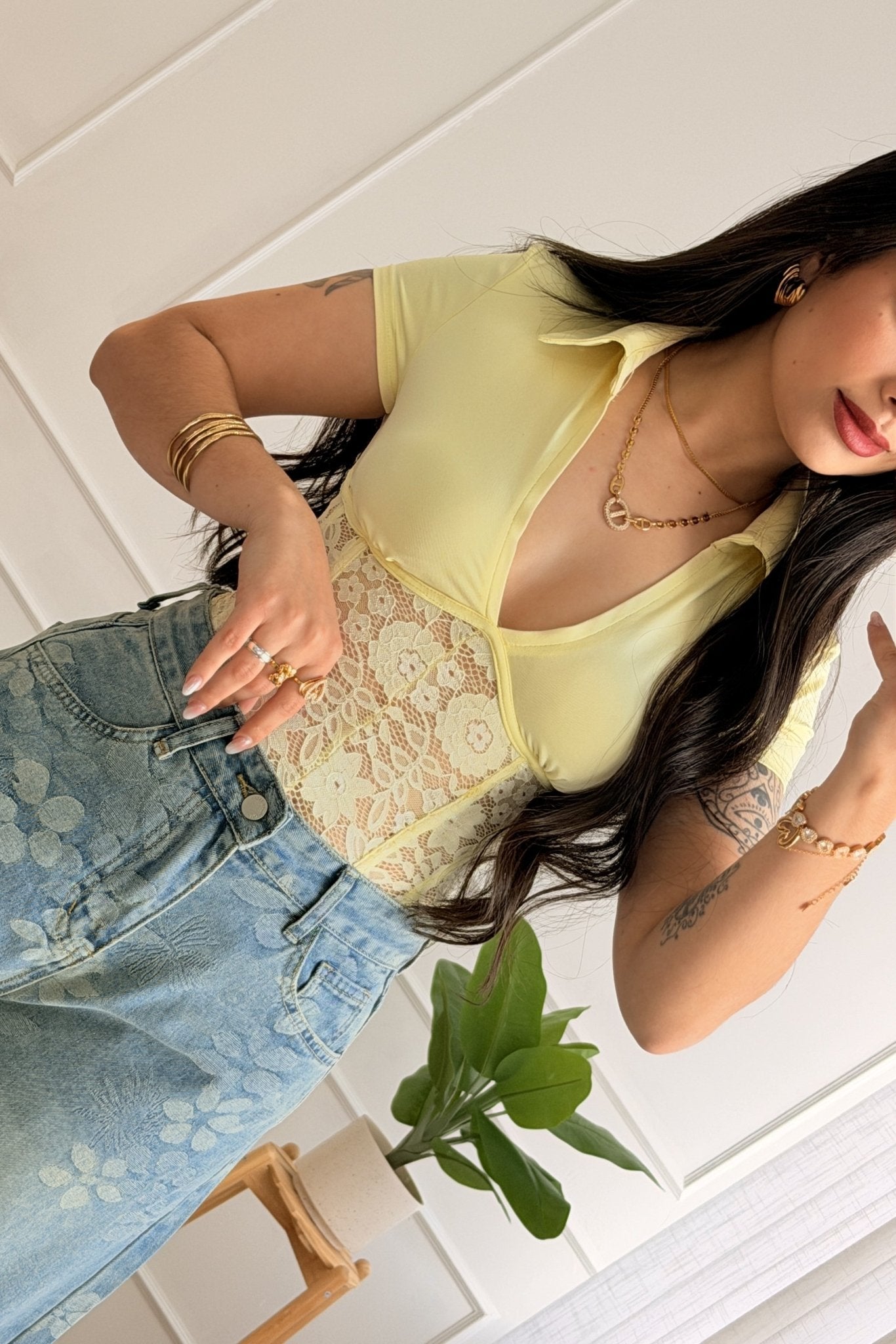 Blusa corset de renda com decote em V - lavishiochicBlusalavishiochic