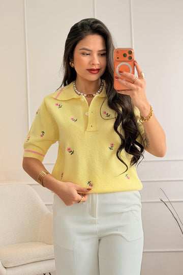 Blusa de malha com bordado floral AZAKA - lavishiochicBlusaAZAKA