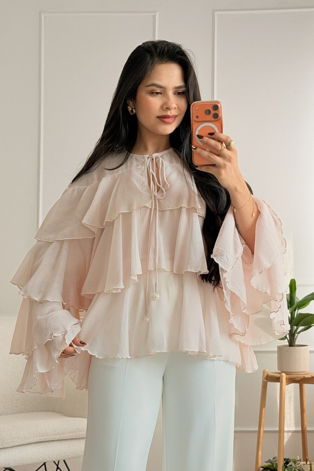 Blusa em chiffon com folhos - lavishiochicBlusalavishiochic
