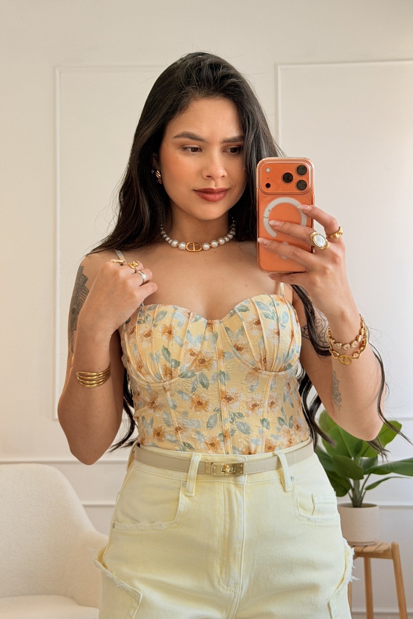 Blusa floral com alças finas e barra peplum - lavishiochicTOPlavishiochic