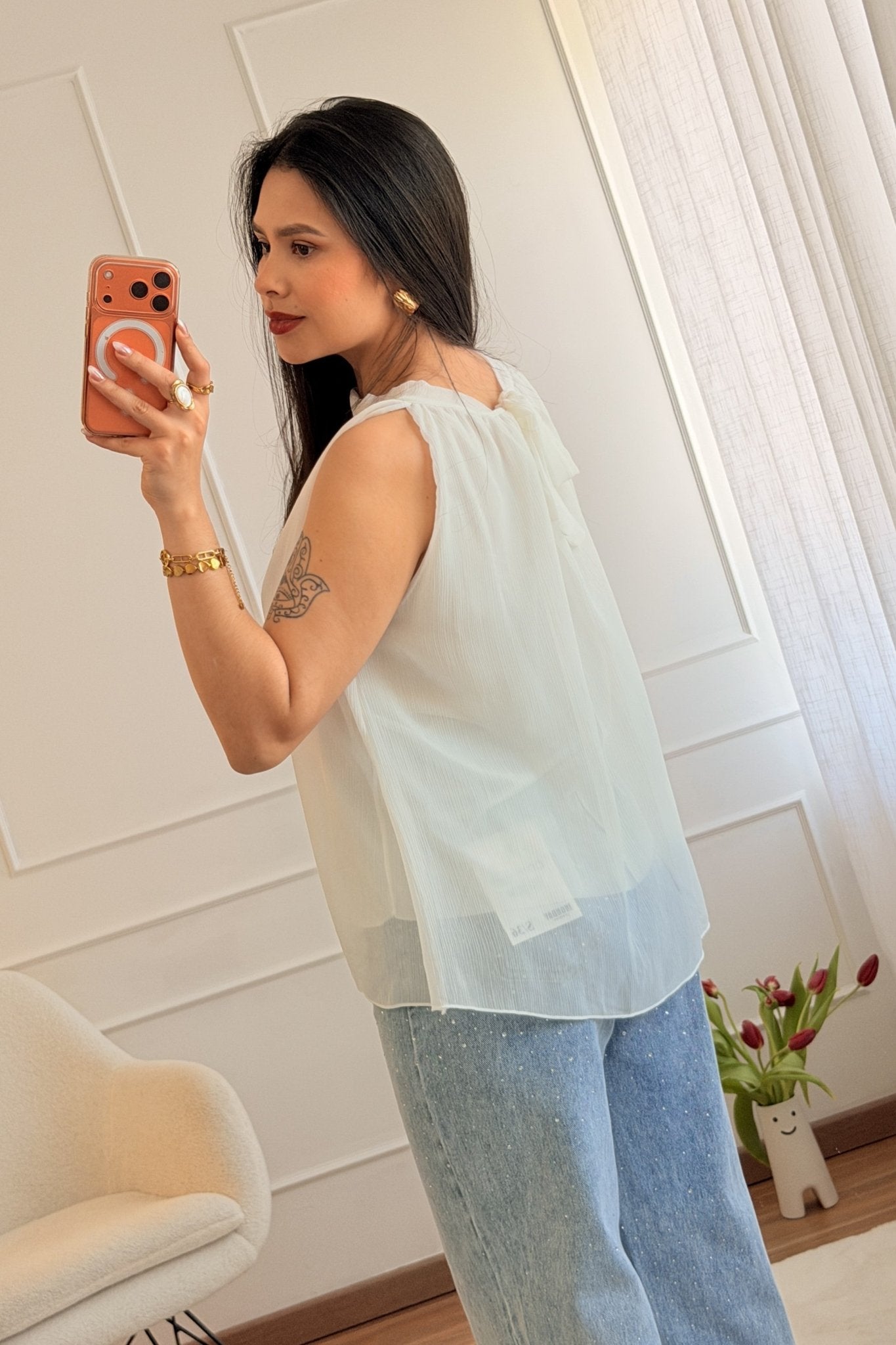Blusa fluida com decote fechado - lavishiochicBlusalavishiochic
