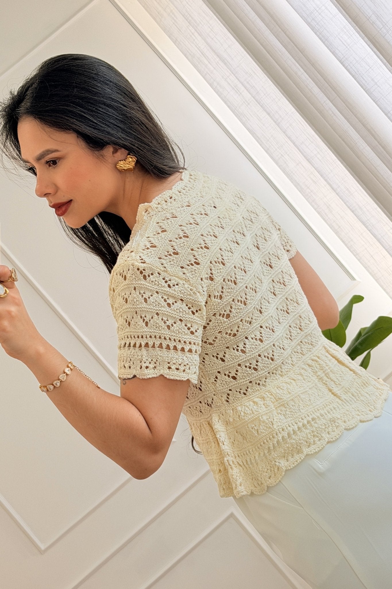 Blusa peplum em malha com botões DROLE DE COPINE - lavishiochicBlusaDrole de copine Paris