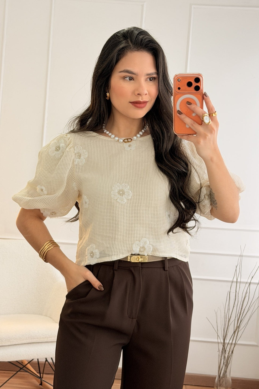 Blusa Texturada ELLI WHITE - lavishiochicBlusaPromoção