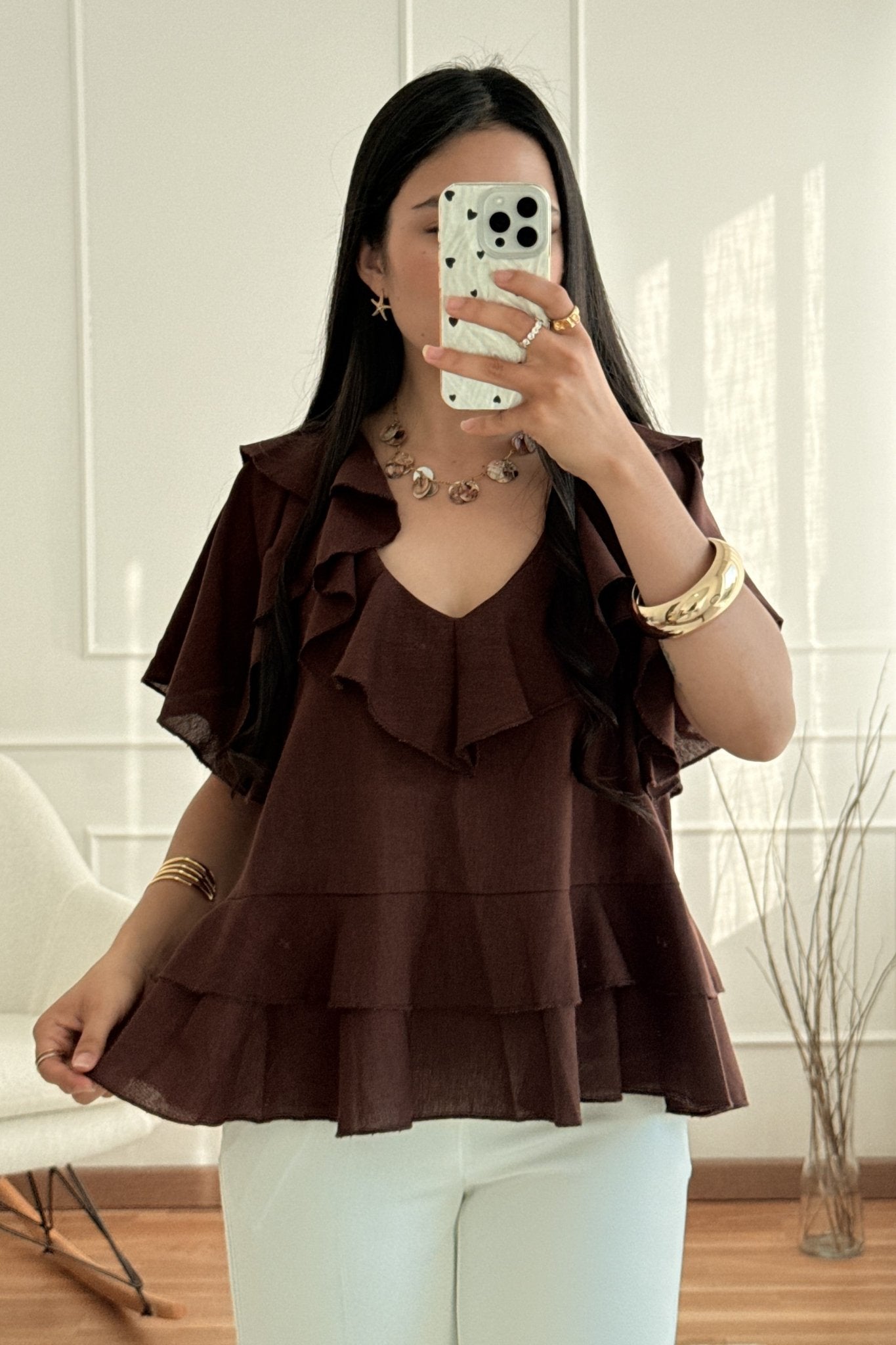 Blusa volantes 100%Linho MOCHY - lavishiochicBlusaMochy