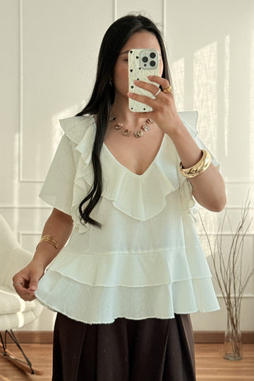 Blusa volantes 100%Linho MOCHY - lavishiochicBlusaMochy