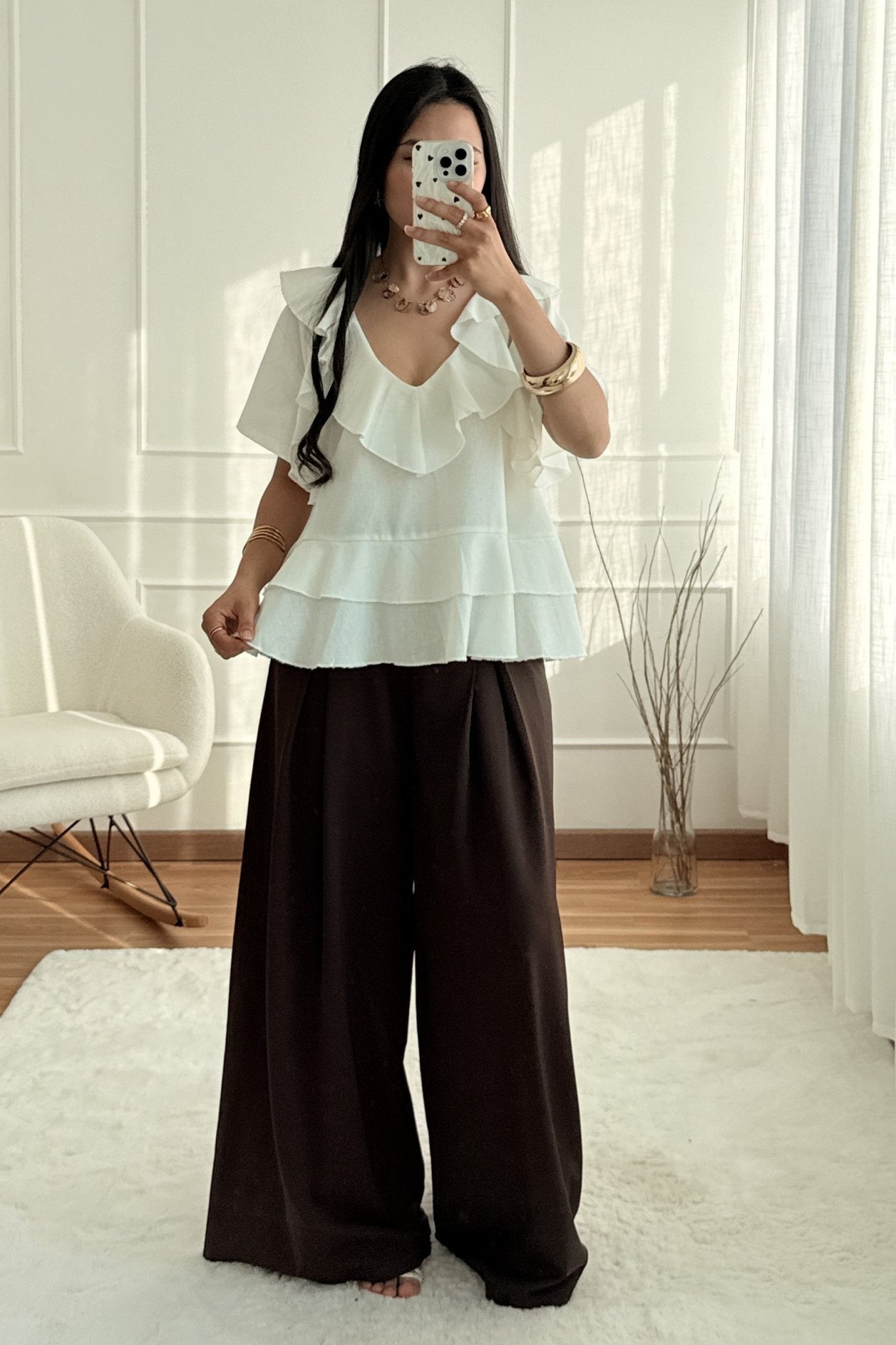 Blusa volantes 100%Linho MOCHY - lavishiochicBlusaMochy