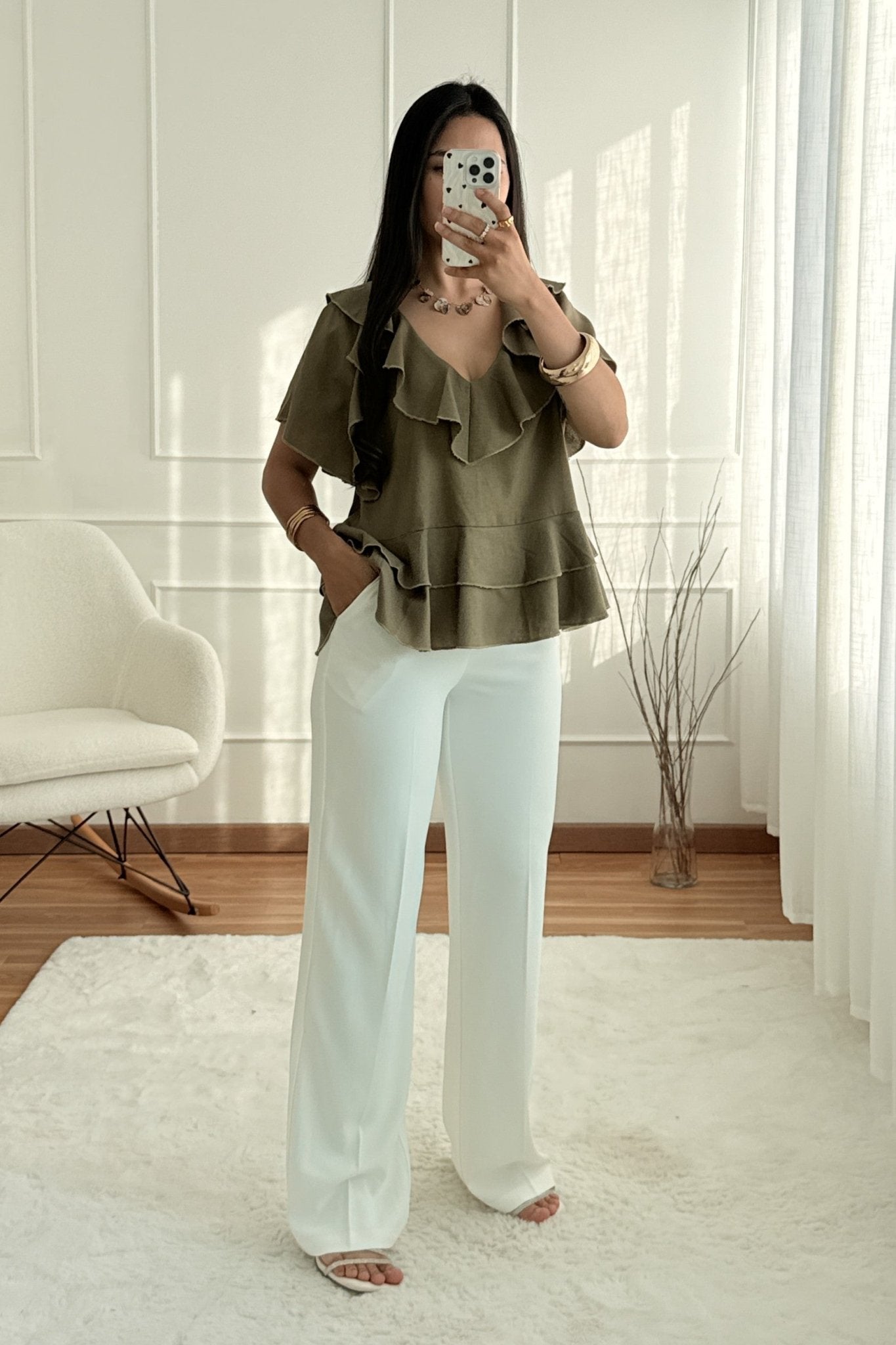 Blusa volantes 100%Linho MOCHY - lavishiochicBlusaMochy