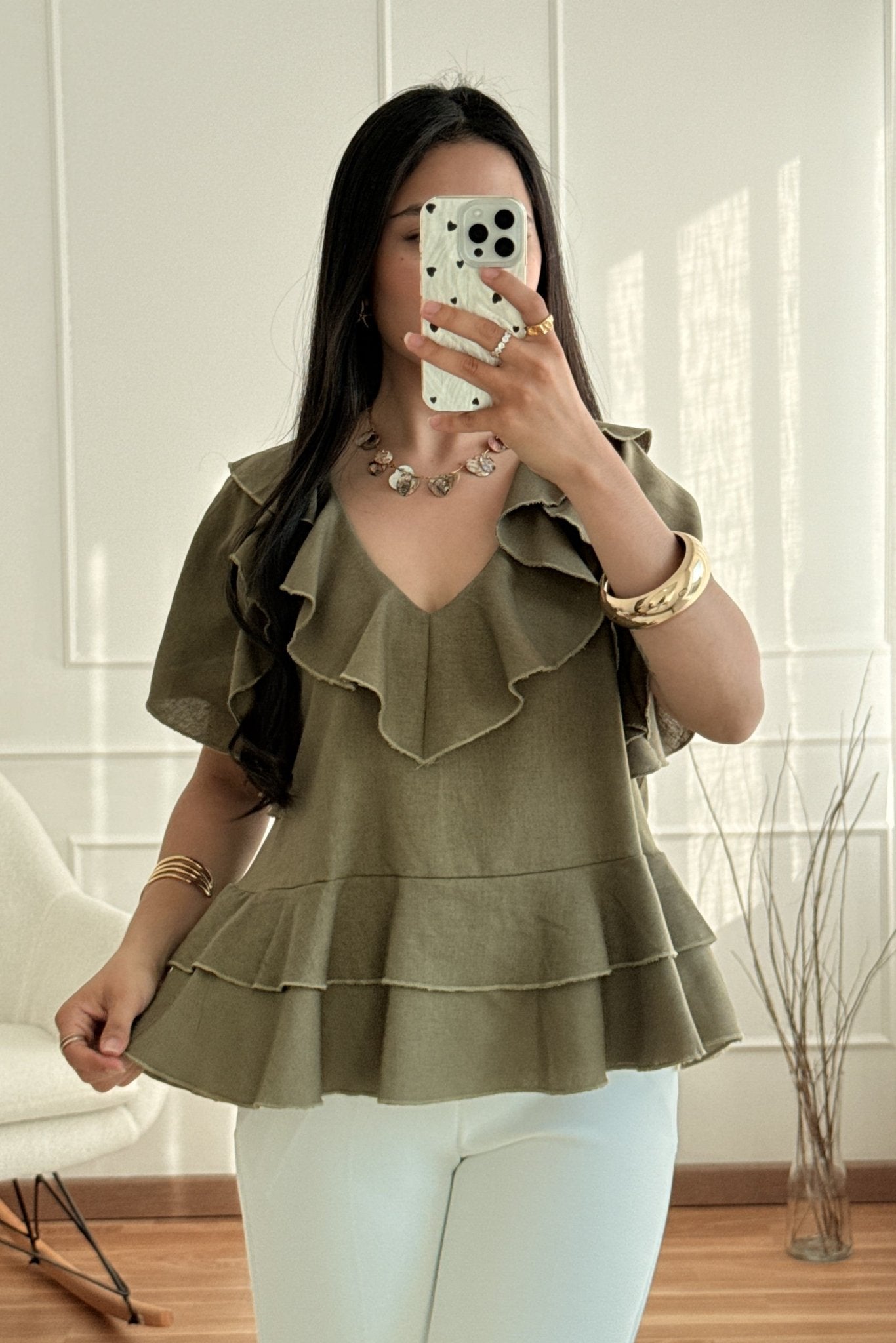 Blusa volantes 100%Linho MOCHY - lavishiochicBlusaMochy