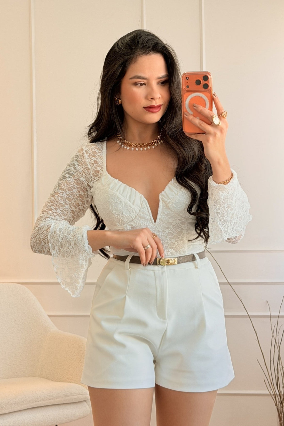 Body Rendado com Decote Cavado - lavishiochicbodylavishiochic