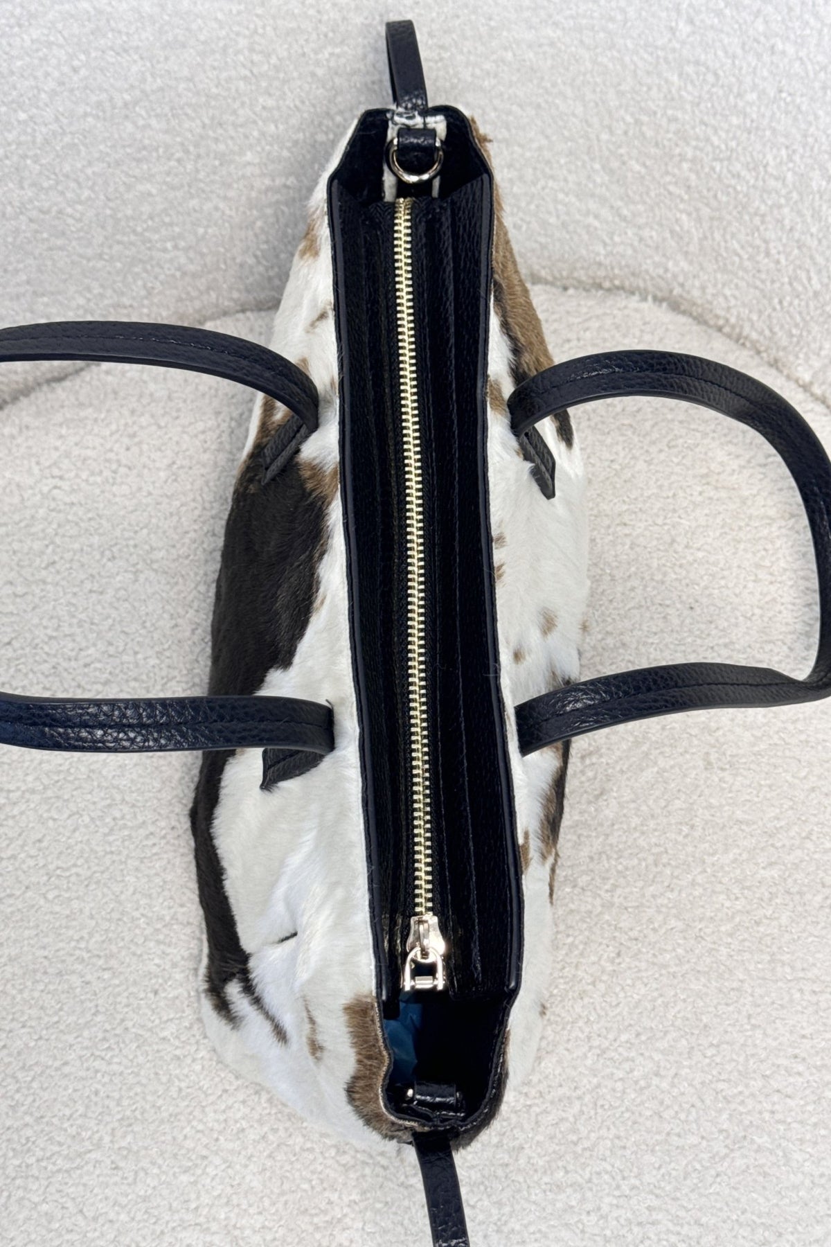 Bolsa de mão com pêlo padrão de vaca - lavishiochicMalalavishiochic