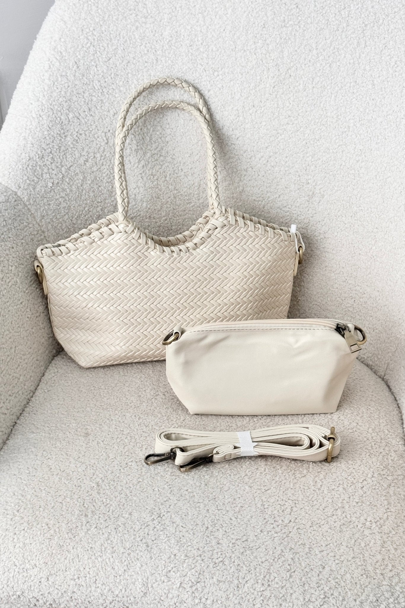 Bolsa de ombro entrançada em pele sintética (pequena) - lavishiochicMalalavishiochic