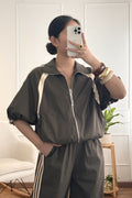 Bomber desportiva com bandas contrastantes LUMINA - lavishiochiccasacolumina