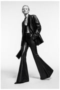 Calça à boca de sino em pele sintética semibrilhante LUMINA - lavishiochicCalçaslumina