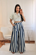 Calça às Riscas com Cintura Elástica - lavishiochicCalçaslavishiochic