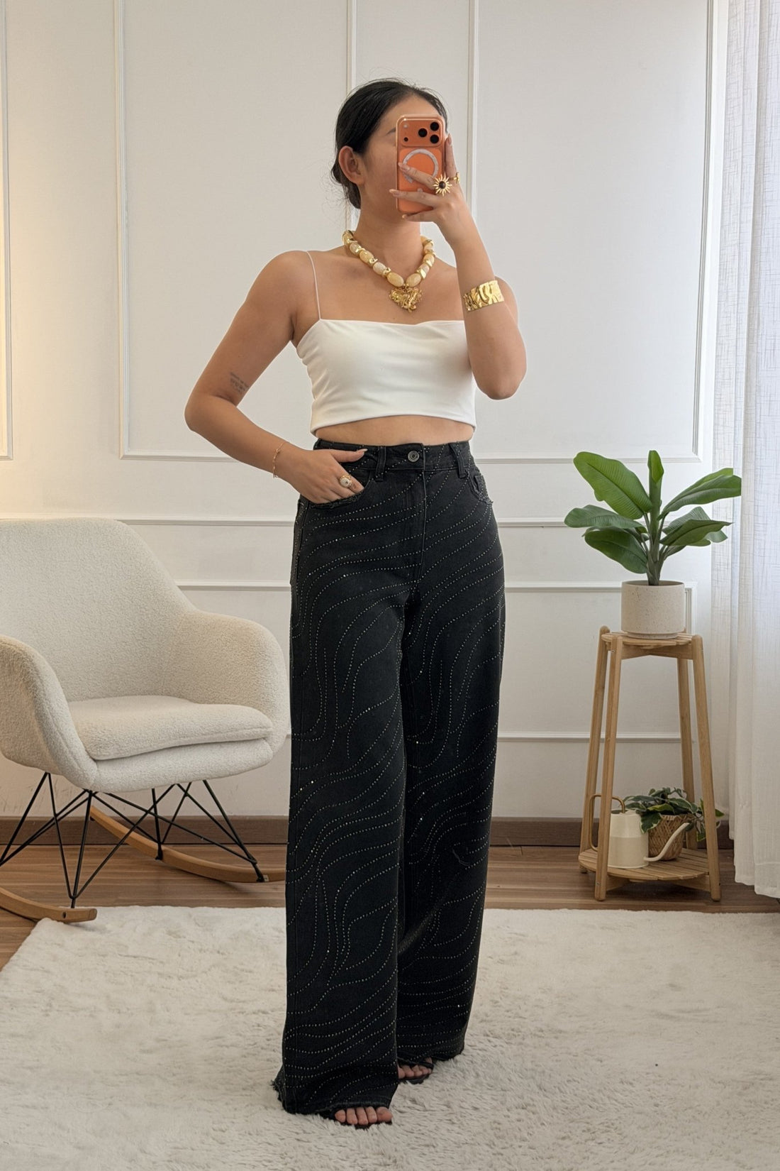 Calça com aplicações brilhantes – QUEEN HEARTS - lavishiochicCalçaQueen Hearts