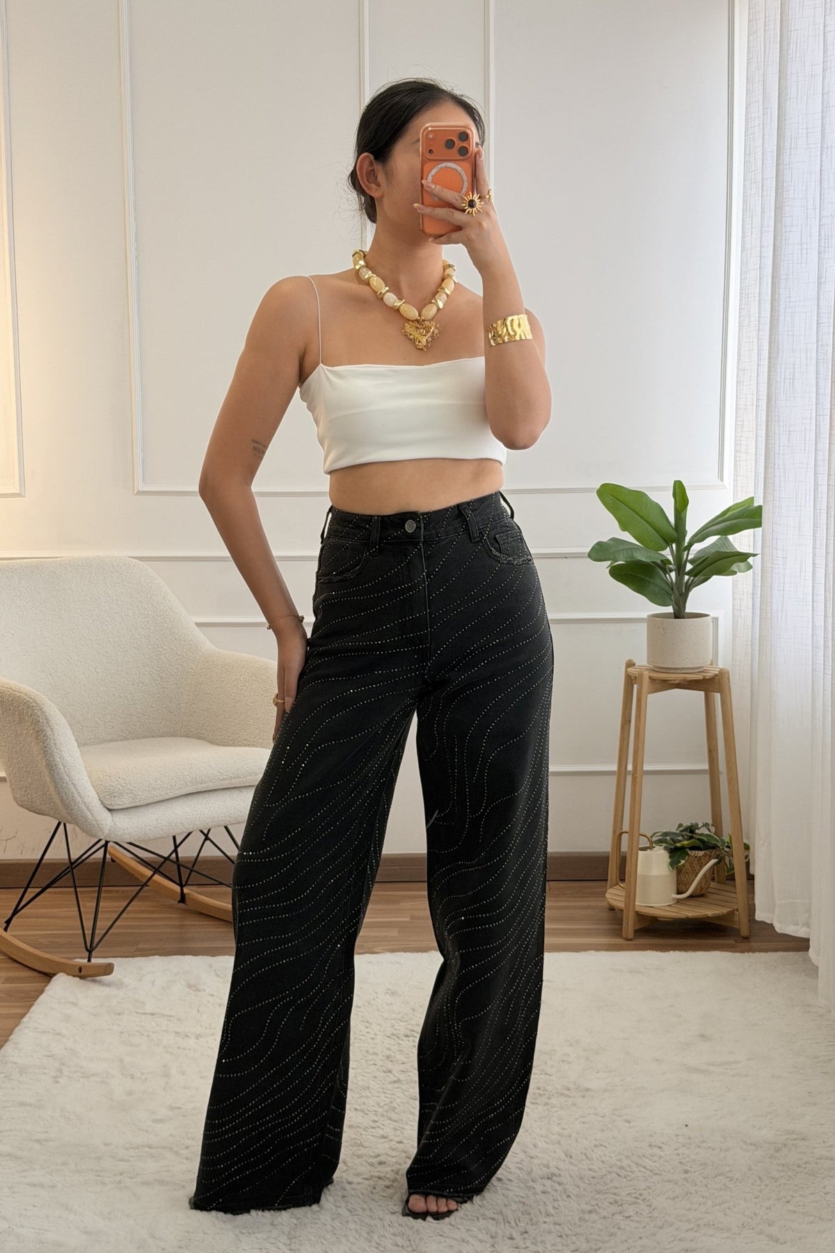 Calça com aplicações brilhantes – QUEEN HEARTS - lavishiochicCalçaQueen Hearts