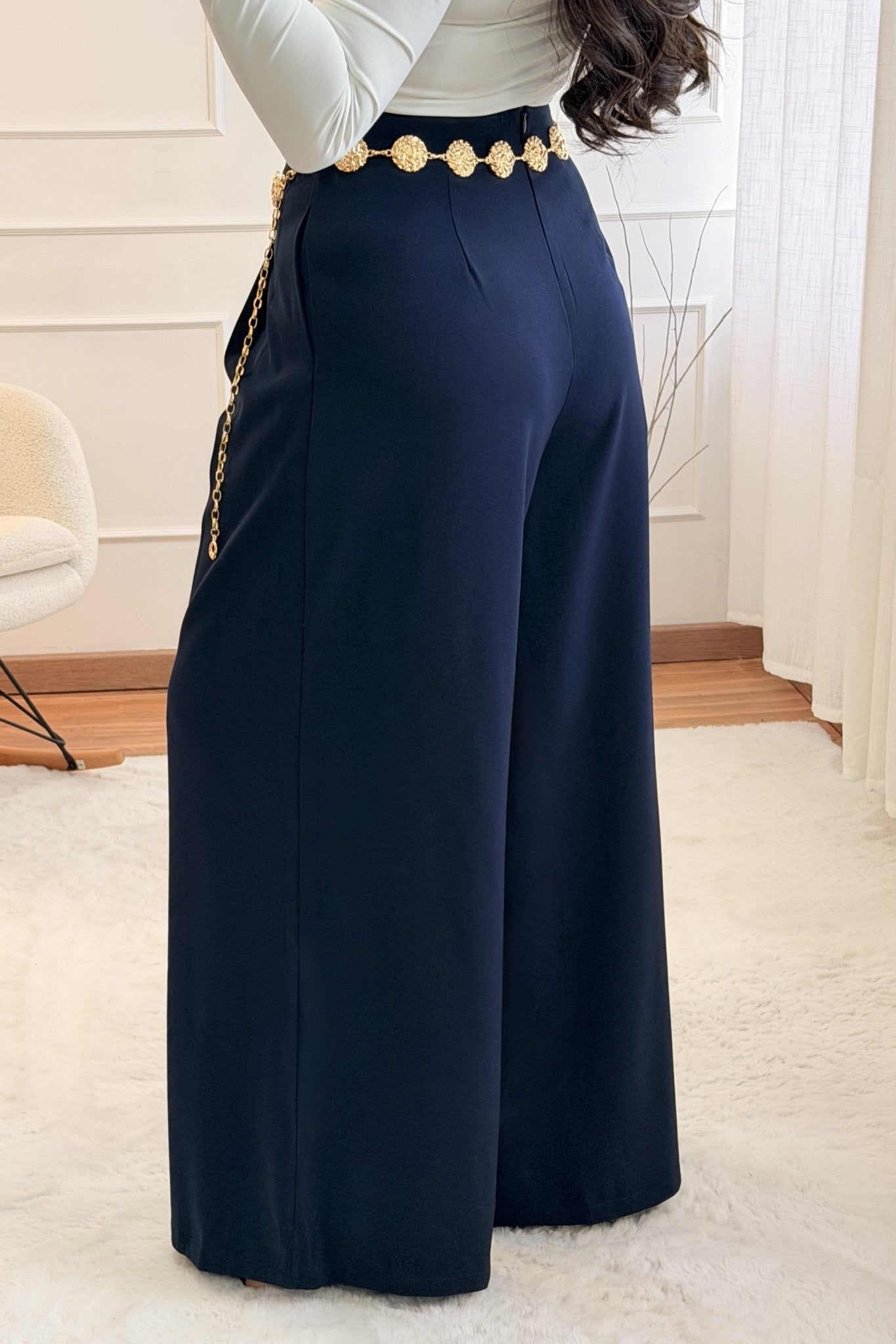 Calça com cinto metálico ELLI WHITE - lavishiochicCalçasELLI WHITE