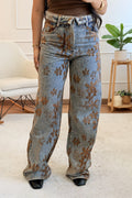 Calça com estampado floral castanho QUEEN HEARTS - lavishiochicCalçasQueen Hearts