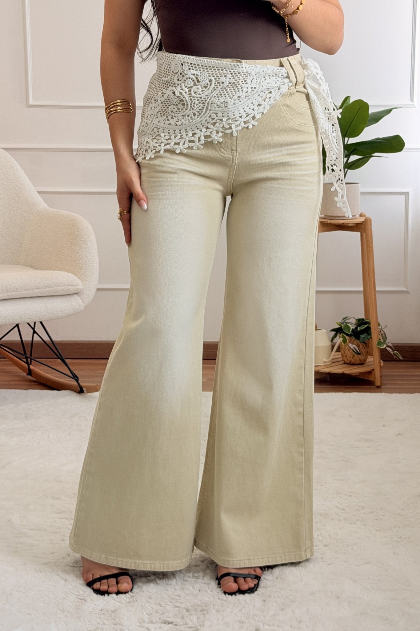 Calça com lenço de renda AZAKA - lavishiochicCalçaAZAKA