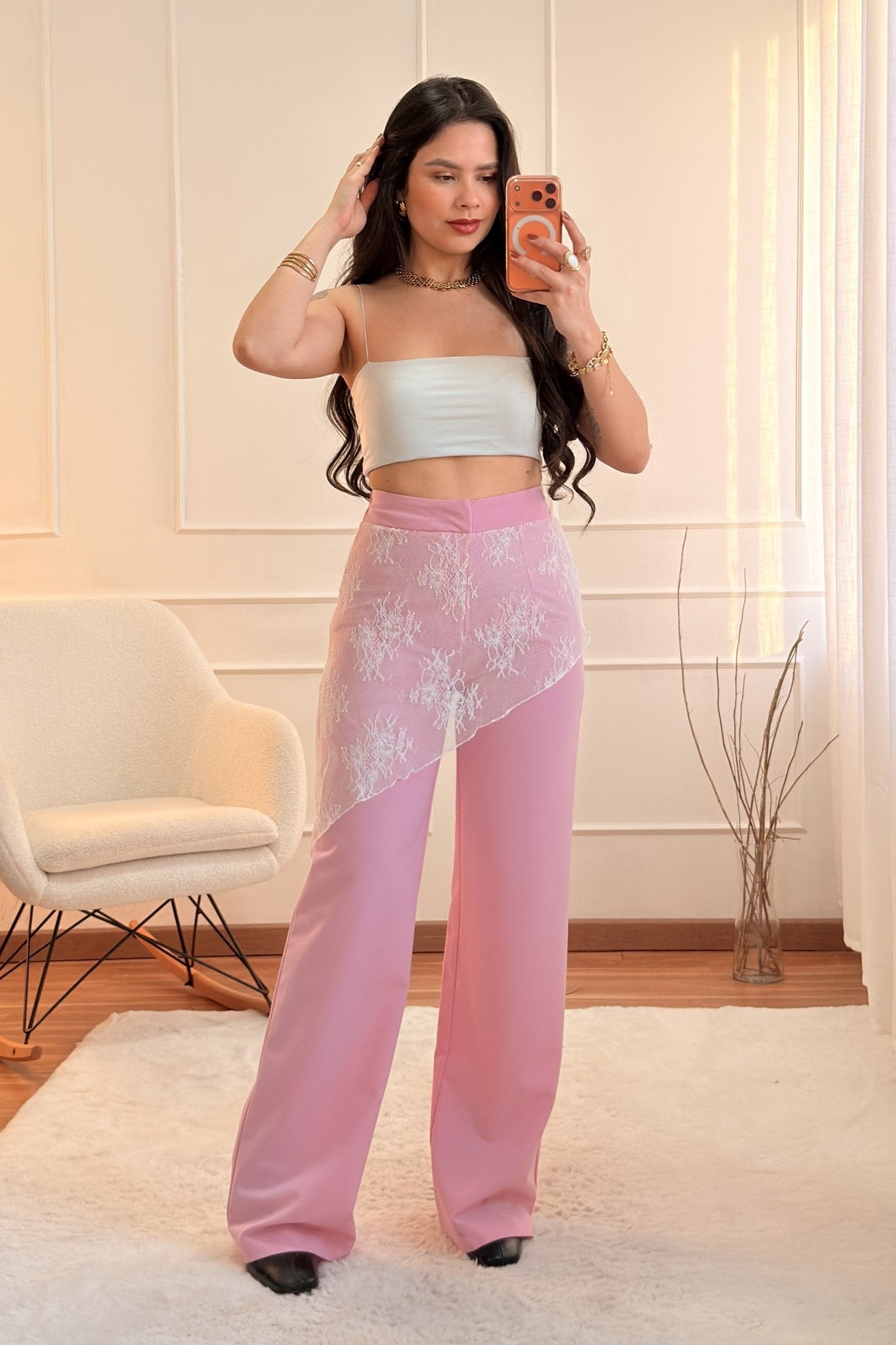 Calça com renda Y0082 LUMINA - lavishiochicCalçaslumina