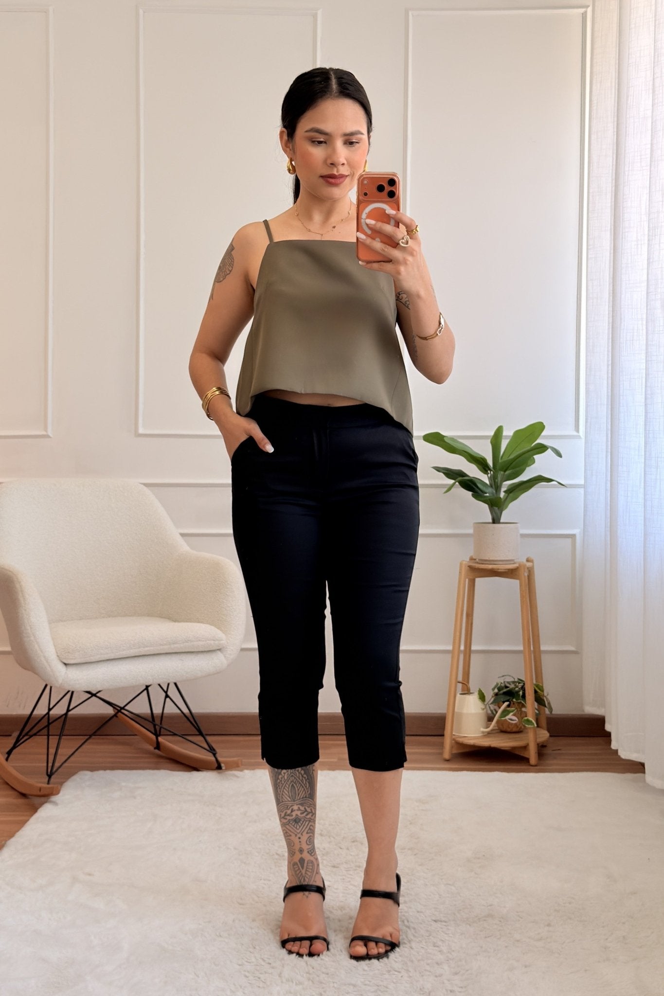 Calça cropped com elastano DROLE DE COPINE - lavishiochicCalçaDrole de copine Paris