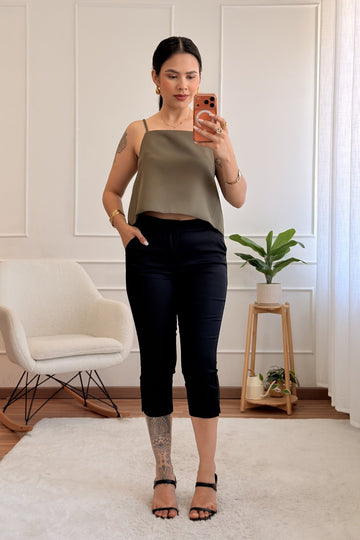 Calça cropped com elastano DROLE DE COPINE - lavishiochicCalçaDrole de copine Paris