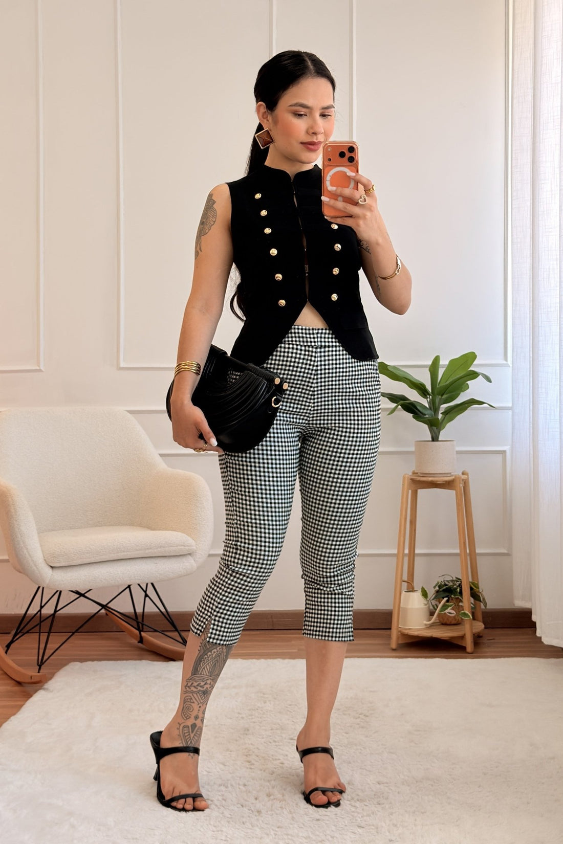 Calça cropped com elastano DROLE DE COPINE - lavishiochicCalçaDrole de copine Paris