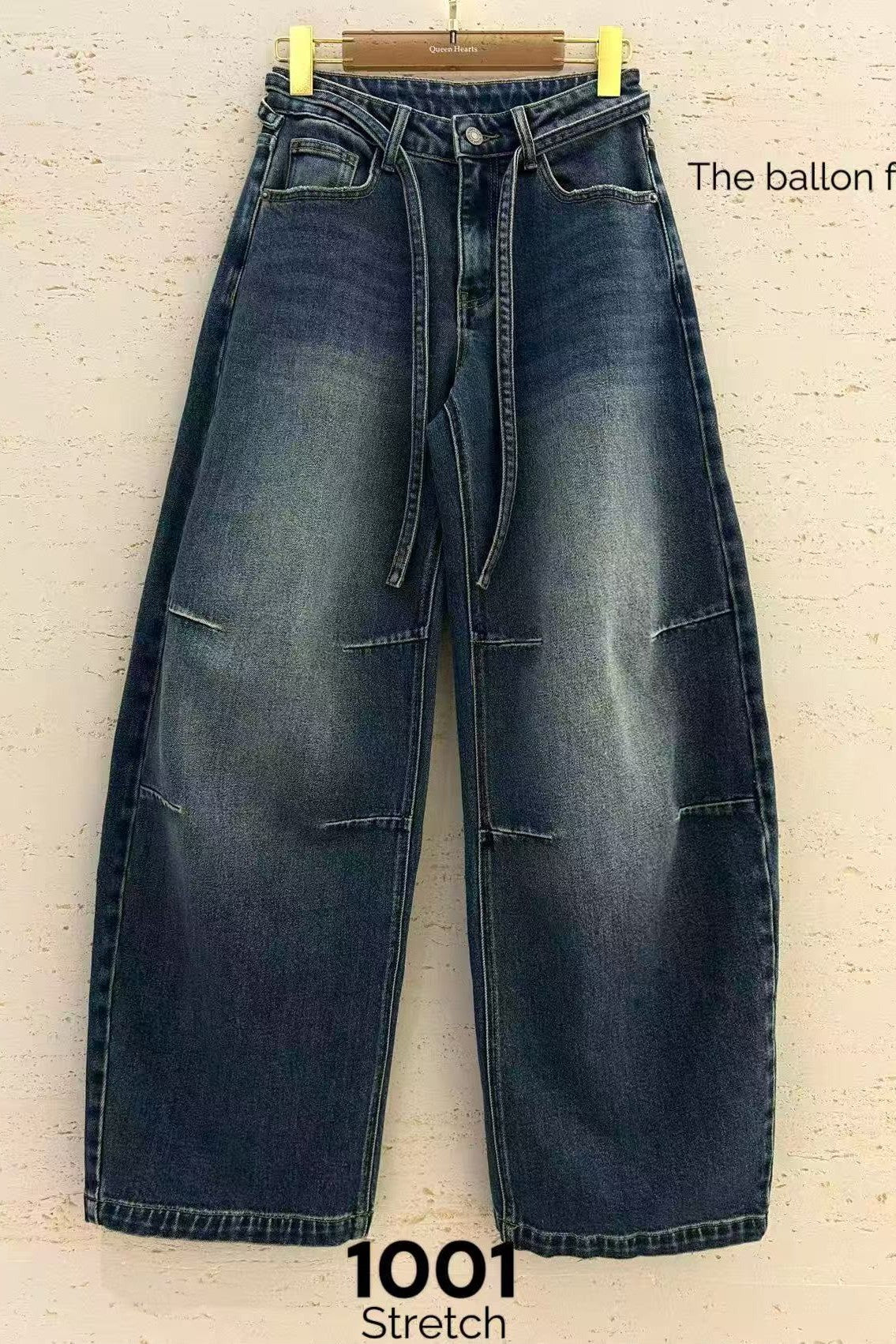 Calça de ganga balloon com cintura ajustável QUEEN HEARTS - lavishiochicCalçaslavishiochic