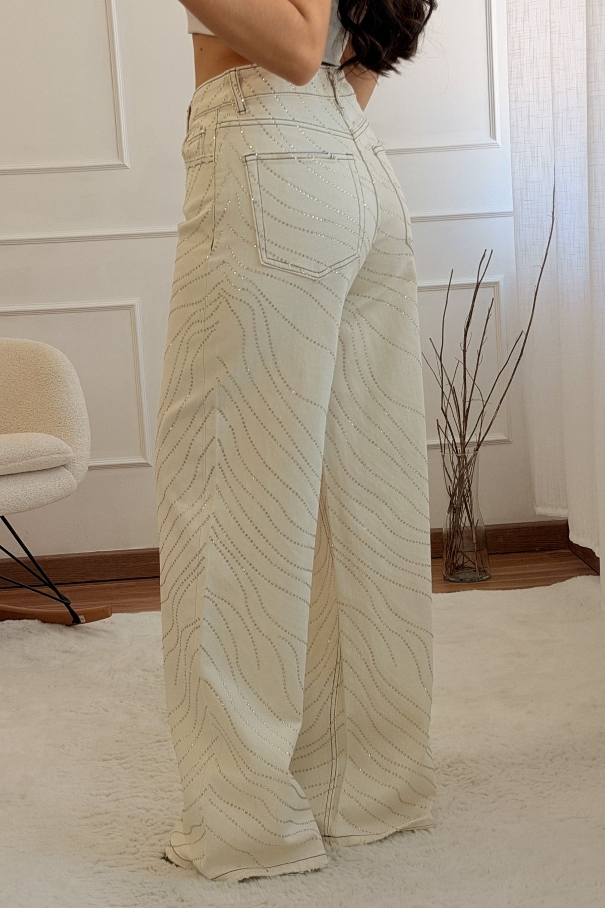 Calça de Ganga com Aplicações Brilhantes – QUEEN HEARTS - lavishiochicCalçaQueen Hearts