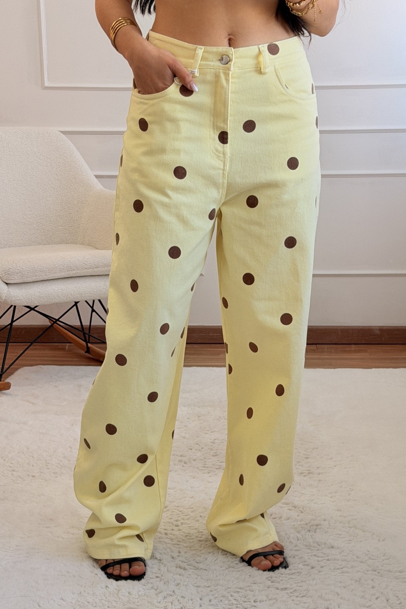 Calça de ganga com bolinhas LUMINA - lavishiochicCalçalumina