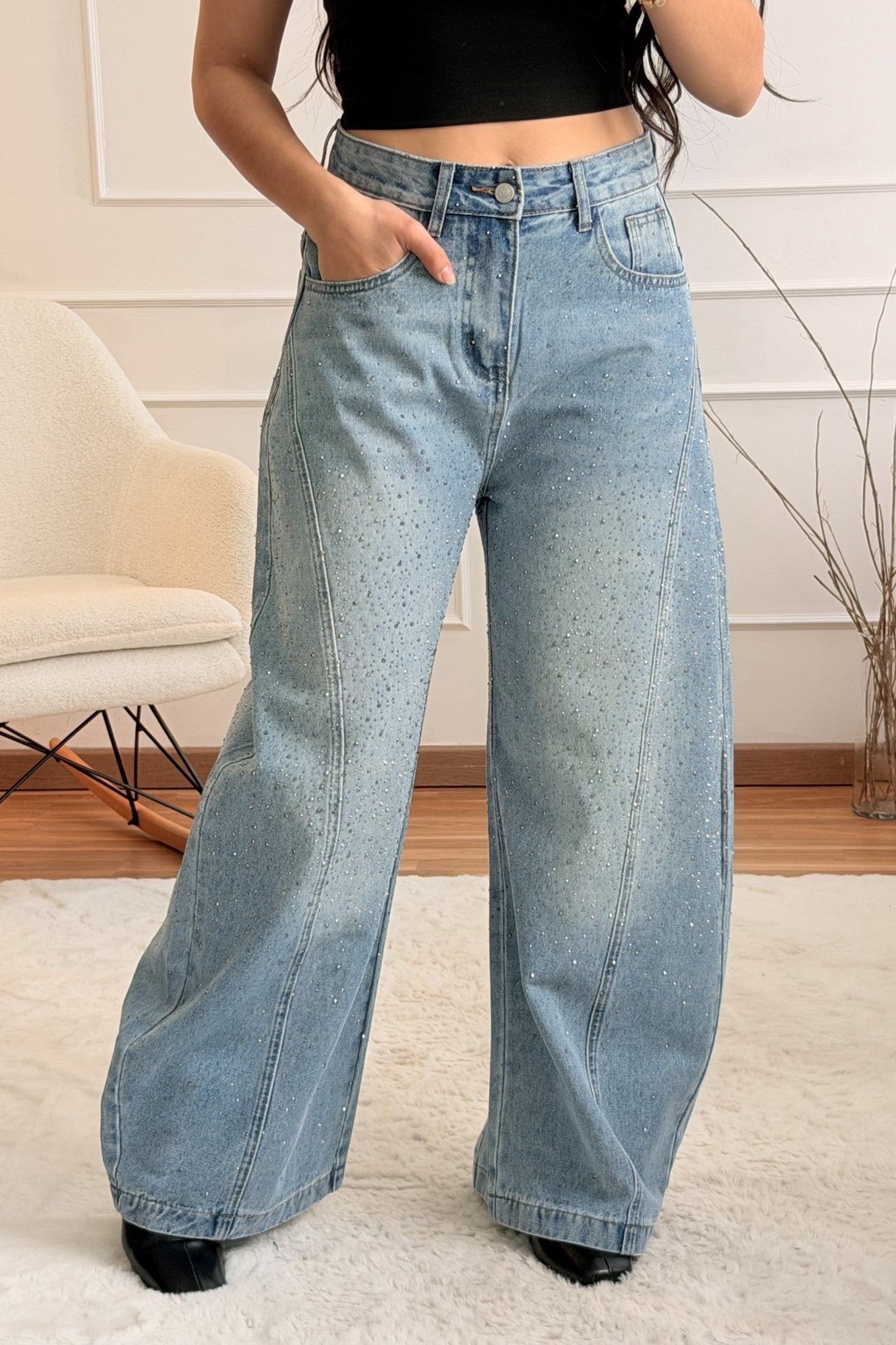 Calça de Ganga com Brilho - lavishiochicCalçalavishiochic