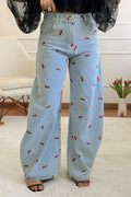 Calça de Ganga com Cerejas Bordadas MOCHY - lavishiochicCalçasMochy