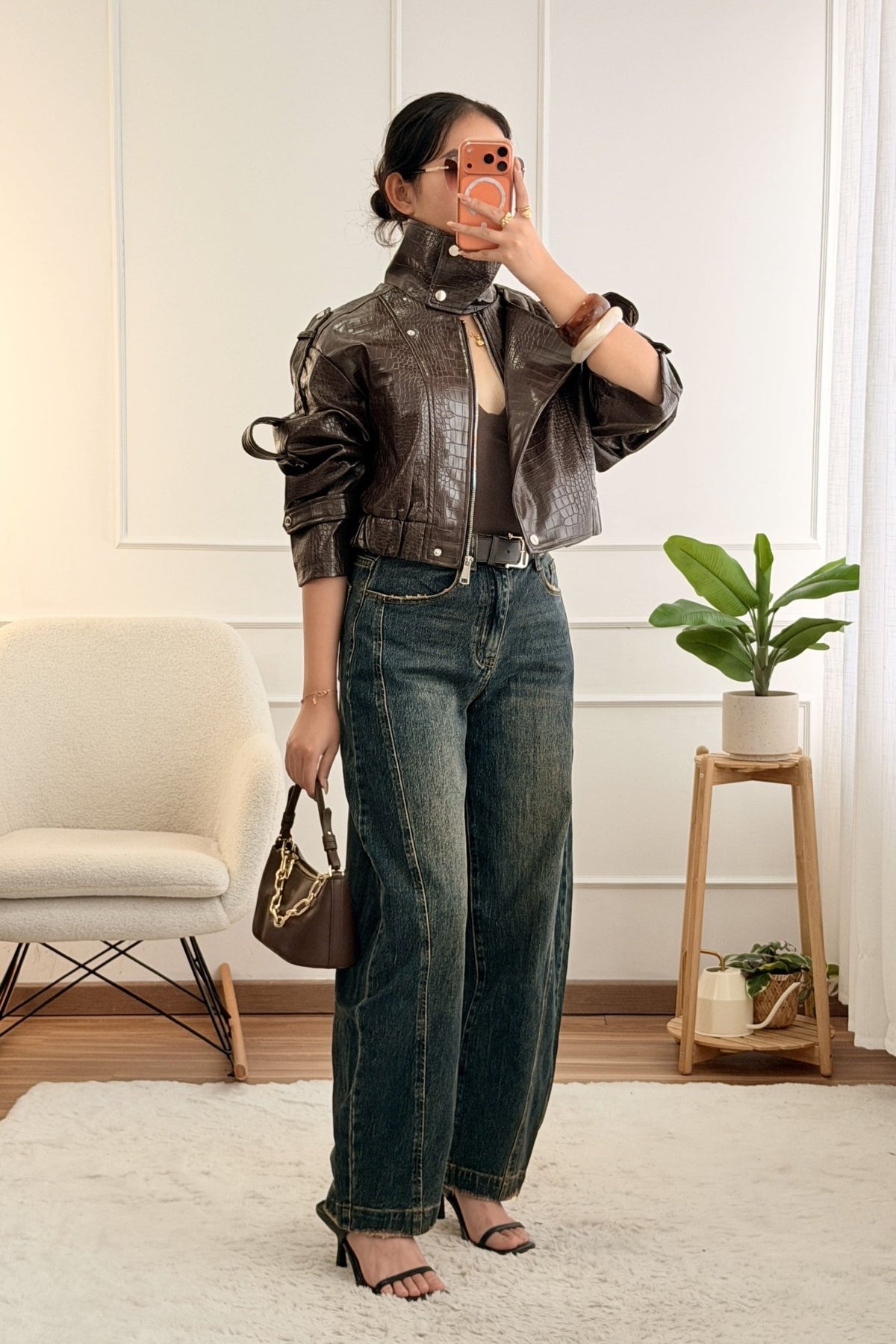 Calça de ganga largas com costura frontal - lavishiochicCalçaslavishiochic