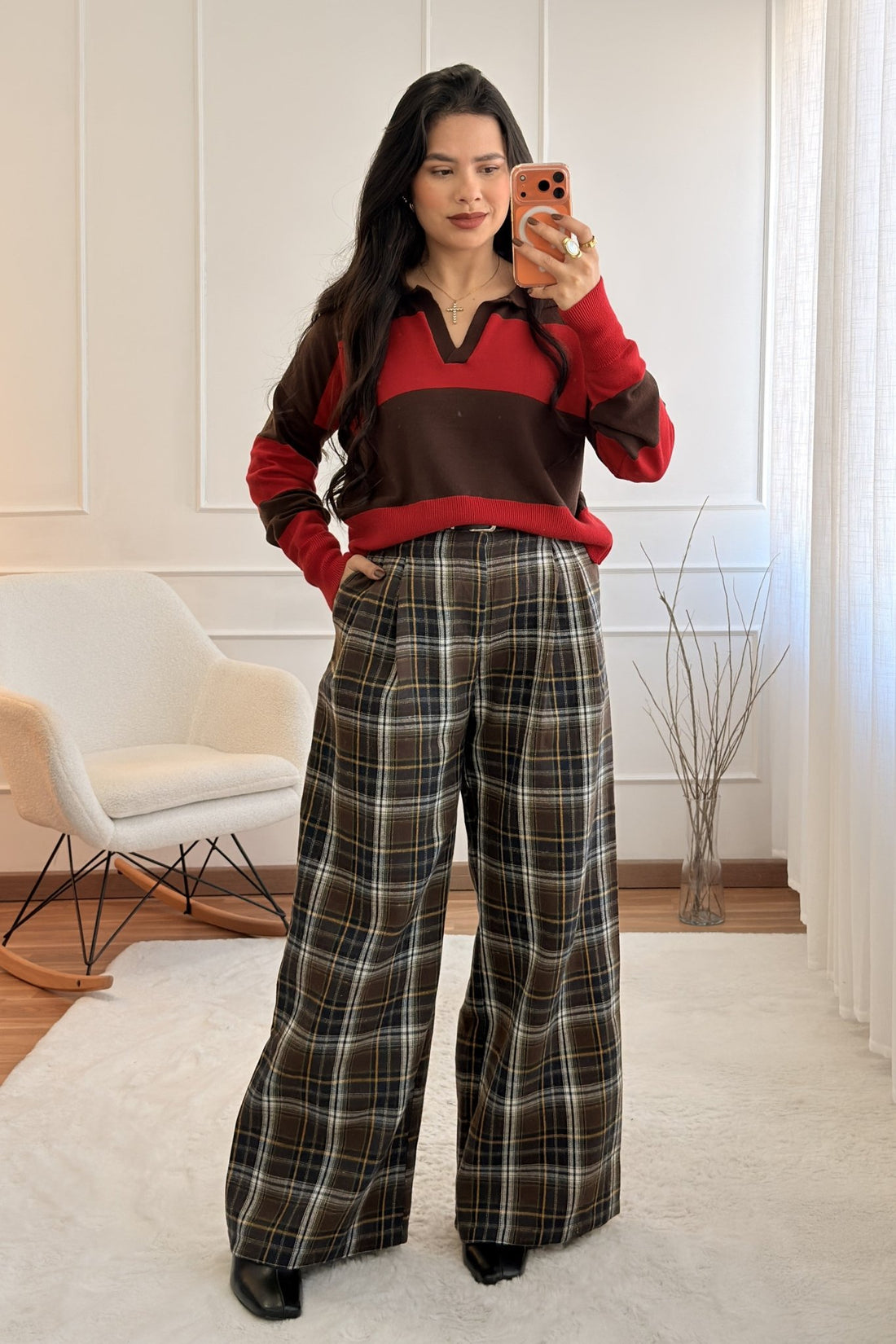 Calça de Padrão Xadrez MOCHY - lavishiochicCalçaMochy