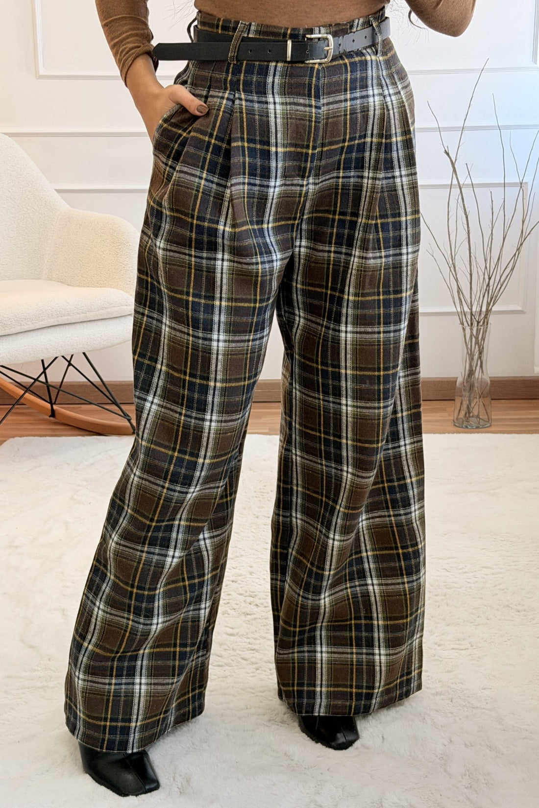 Calça de Padrão Xadrez MOCHY - lavishiochicCalçaMochy