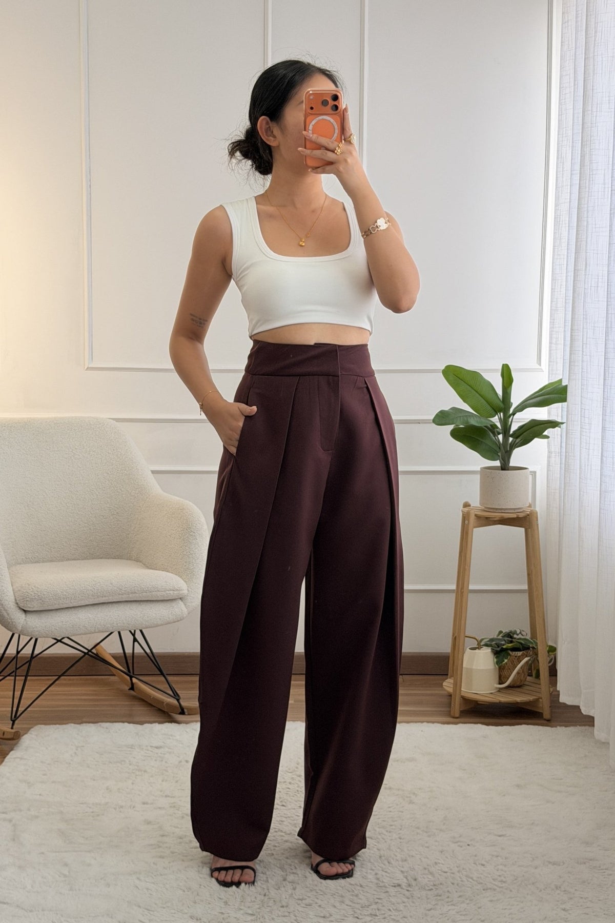 Calça de perna larga cintura alta IVIVI - lavishiochicCalçasIVIVI