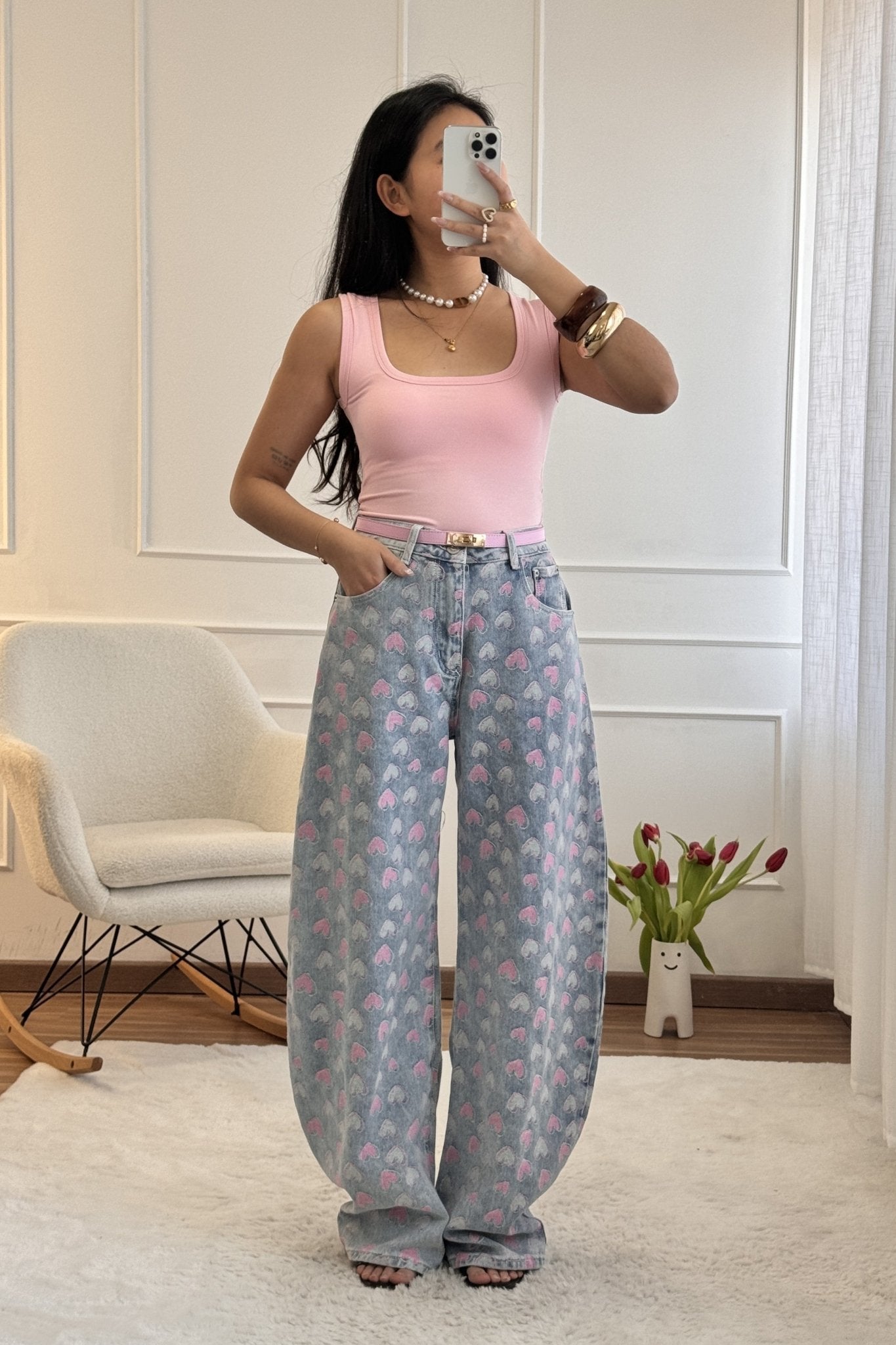 Calça estampado de corações MOCHY - lavishiochicCalçaMochy