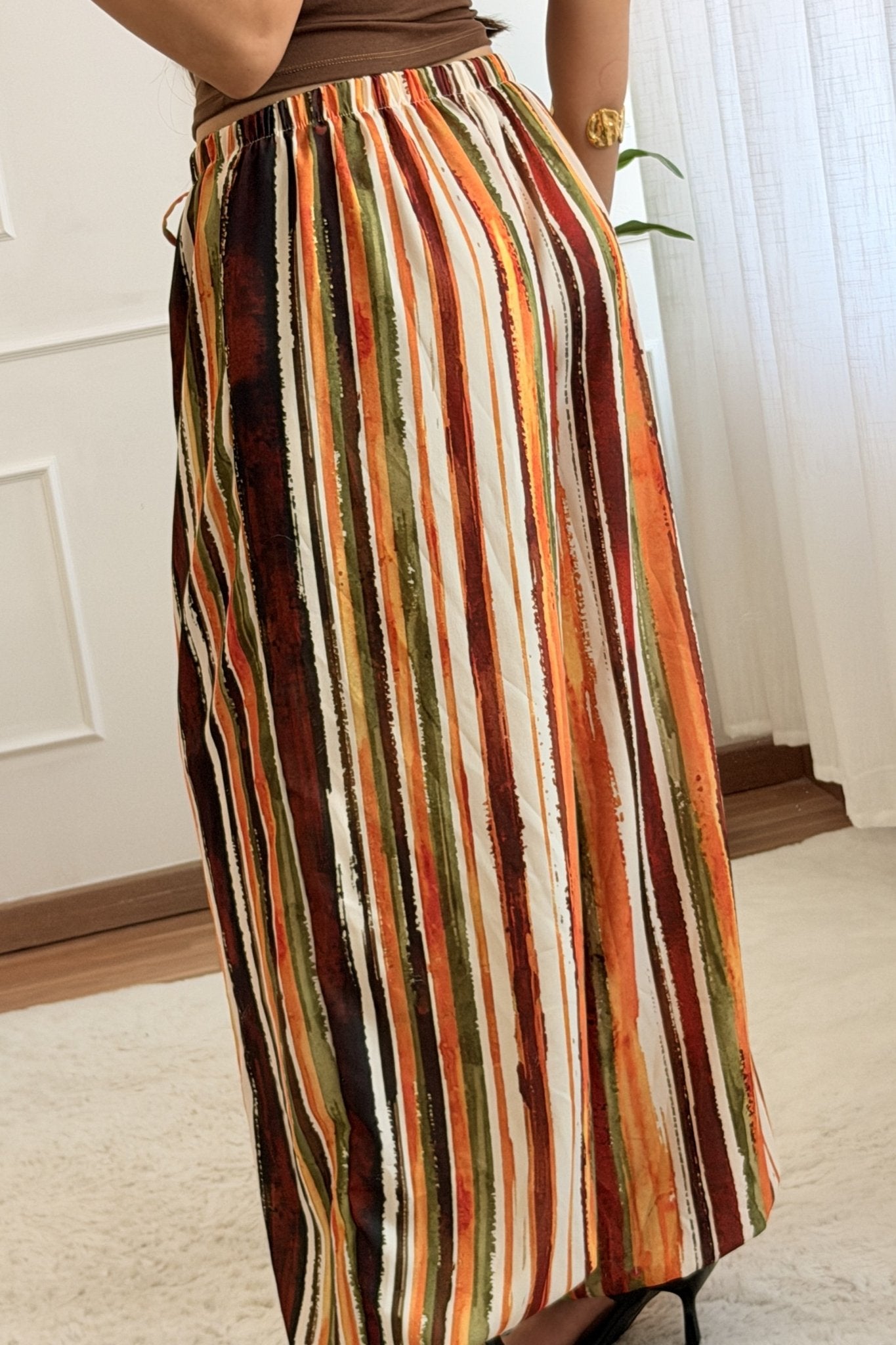 Calça frescas às riscas multicolor - lavishiochicCalçaslavishiochic