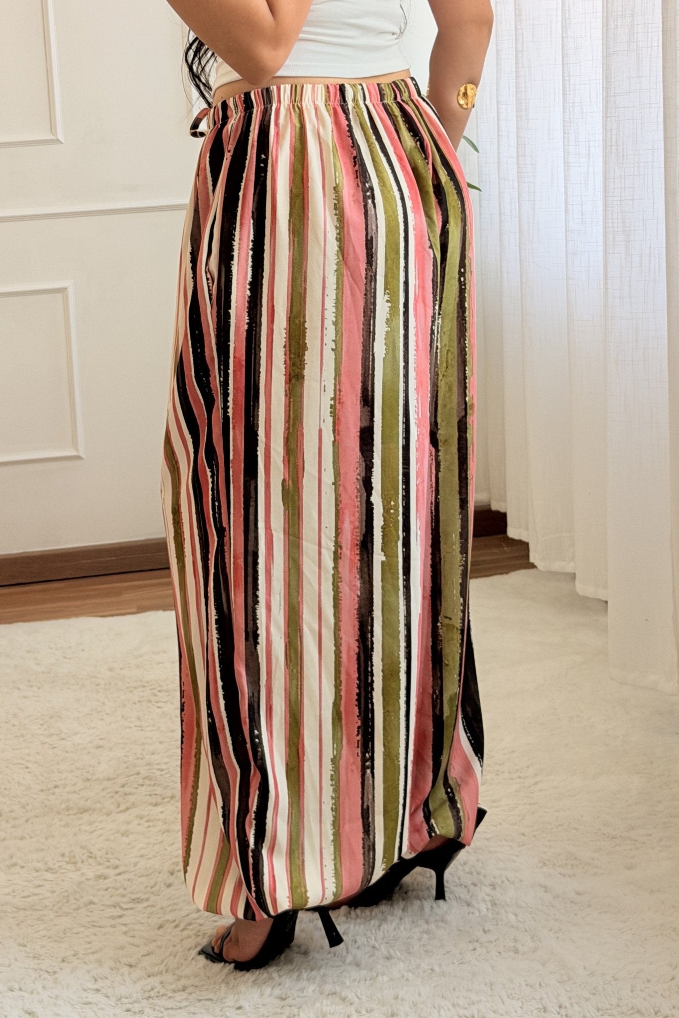 Calça frescas às riscas multicolor - lavishiochicCalçaslavishiochic