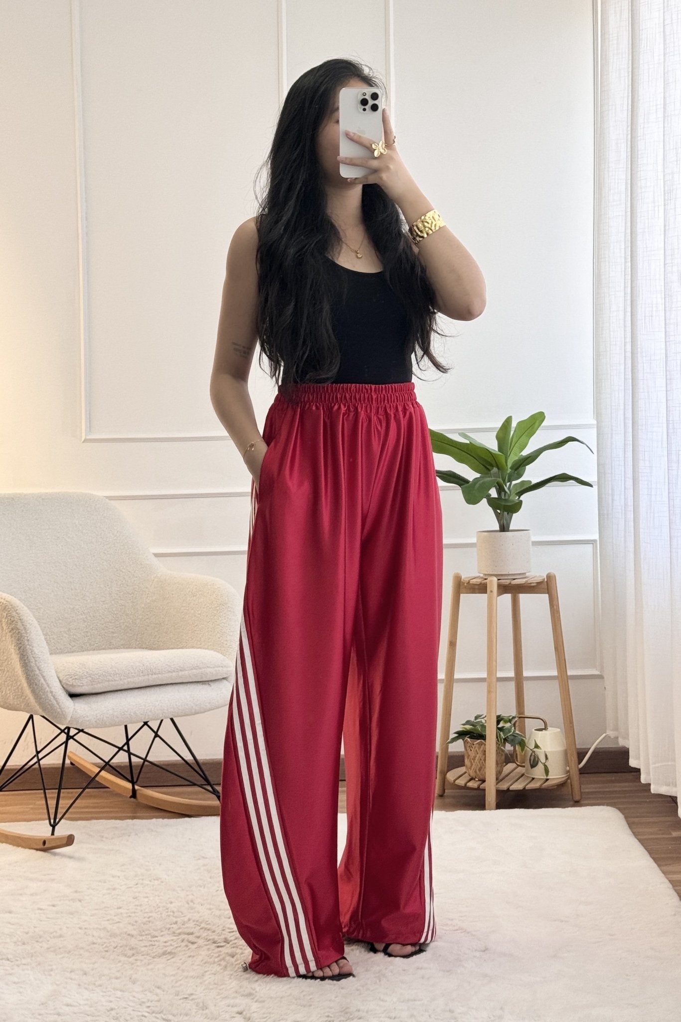 Calça pantalona cetim com riscas laterais - lavishiochicCalçaslavishiochic