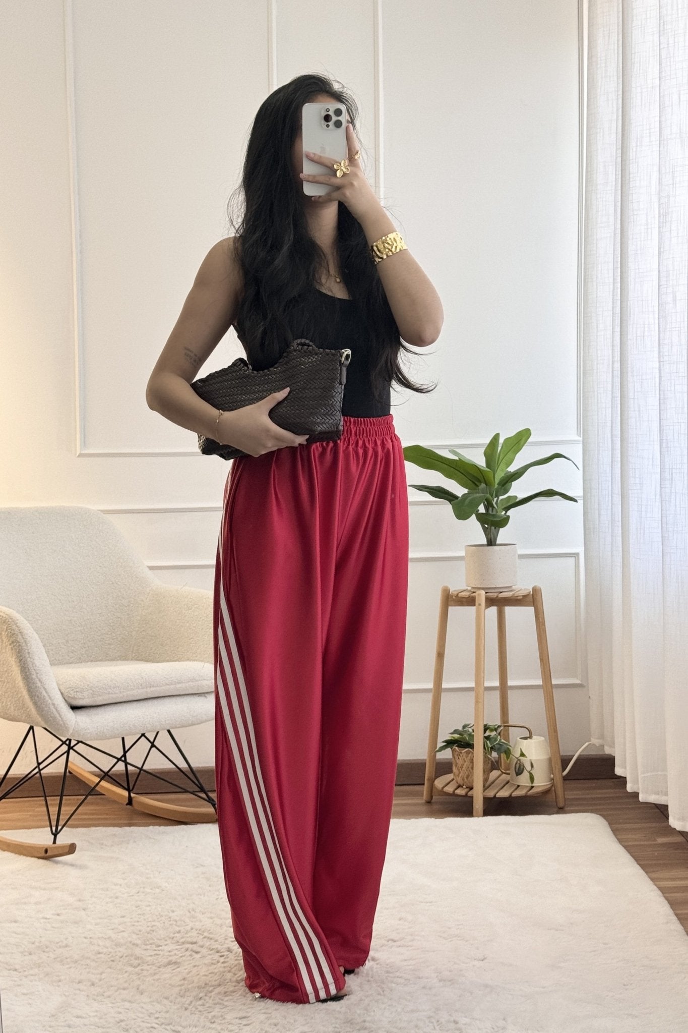 Calça pantalona cetim com riscas laterais - lavishiochicCalçaslavishiochic