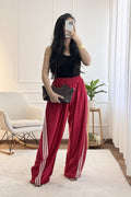 Calça pantalona cetim com riscas laterais - lavishiochicCalçaslavishiochic