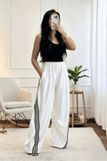 Calça pantalona cetim com riscas laterais 81555 - lavishiochicCalçaslavishiochic